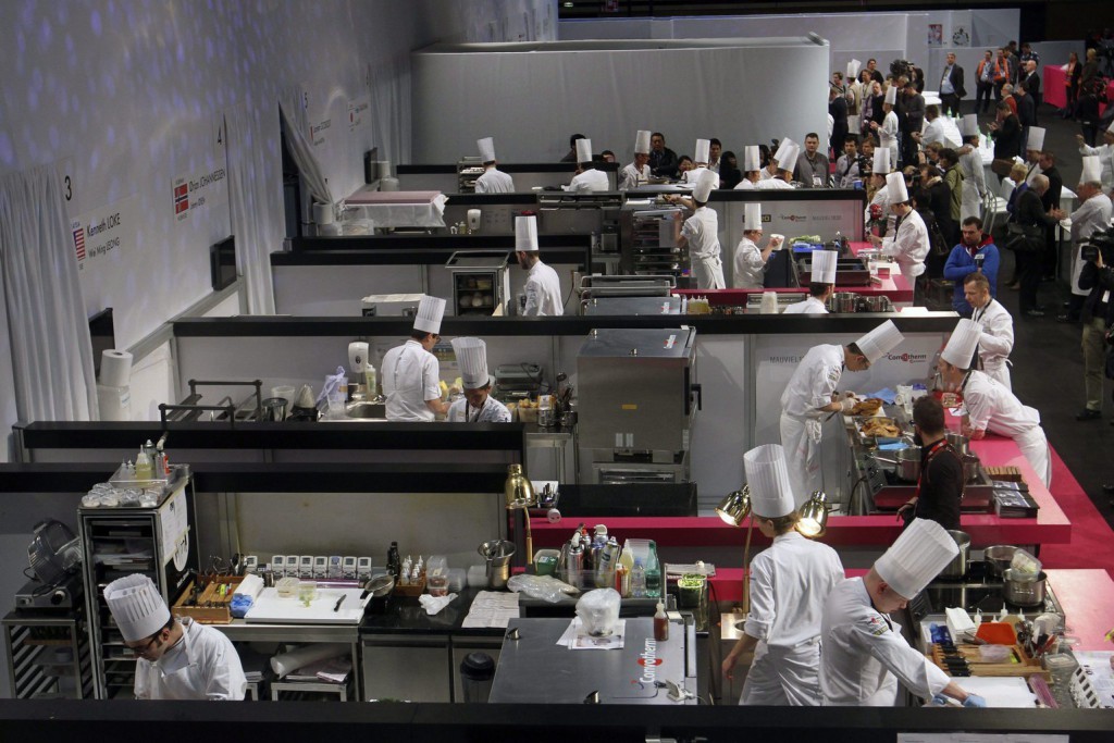 A nem hivatalos szakácsvilágbajnokság, a Bocuse d’Or (Arany Bocuse) európai döntője Lyonban 2015. január 28-án. (MTI/EPA/Eddy Lemaistre)