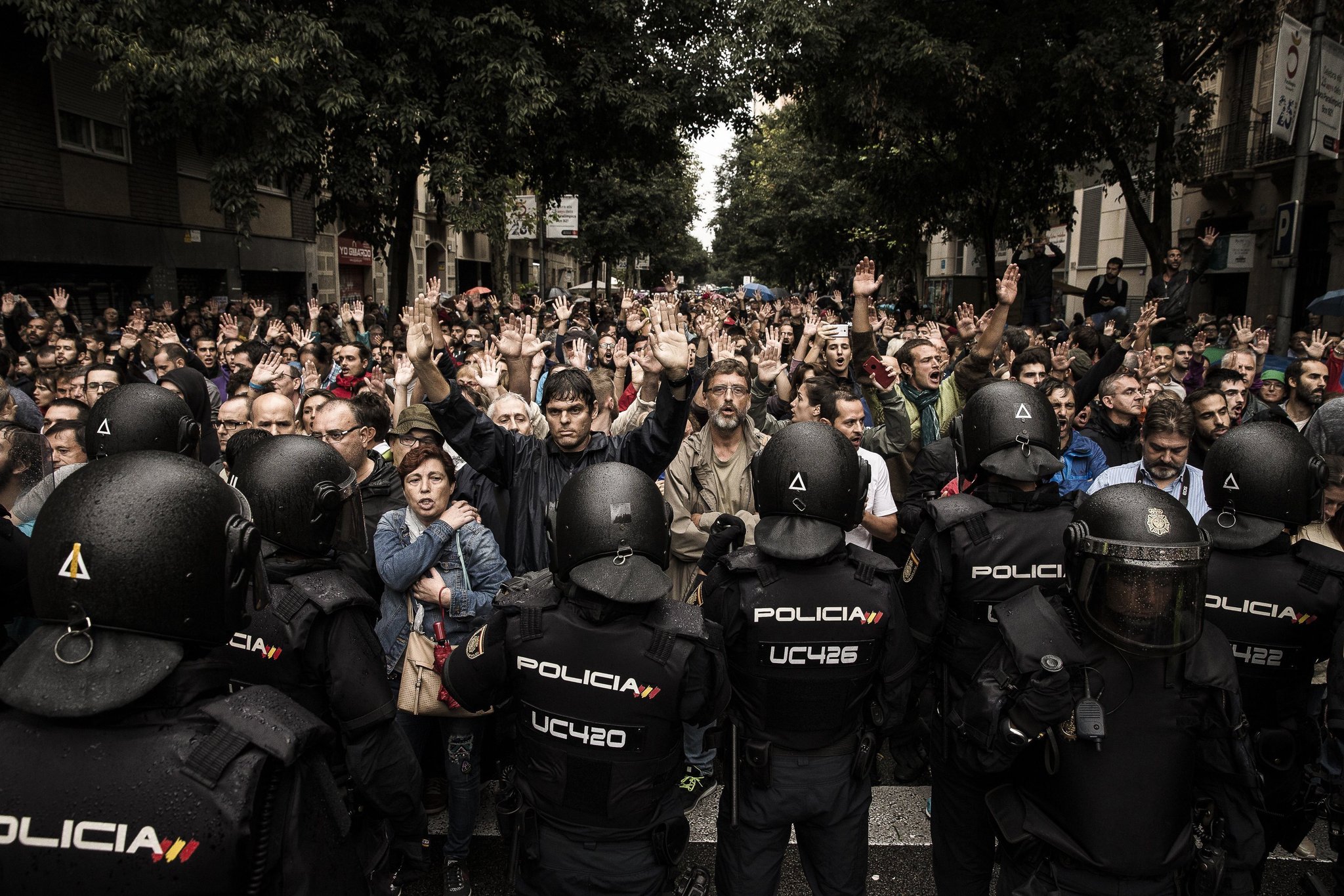 Kurucz Árpád, a Magyar Idők fotóriportere Katalán függetlenedés című sorozatának egyik felvétele. A sorozat elnyerte a hír-, eseményfotó képriport kategória első díját a 36. Magyar Sajtófotó Pályázaton 2018. január 28-án. MTI Fotó: Kurucz Árpád 